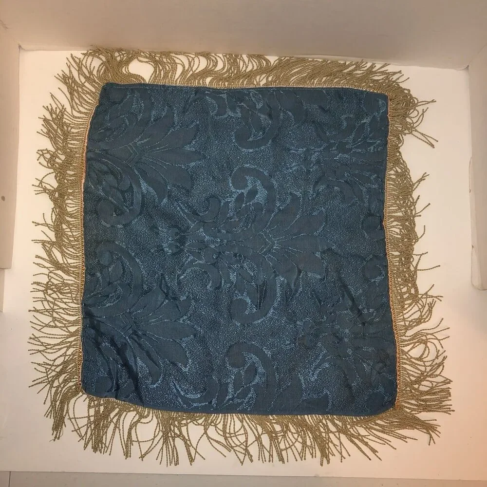 Vintage Honolulu Hawaii Satin Souvenir Pillow Cover Fringe Aloha Mid Century